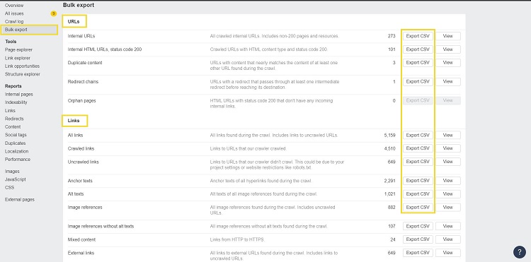 Ahrefs Bulk Export