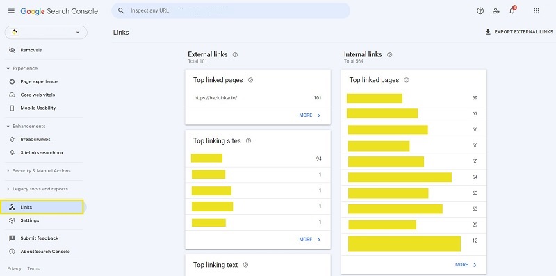 search console technical seo issue: link reports