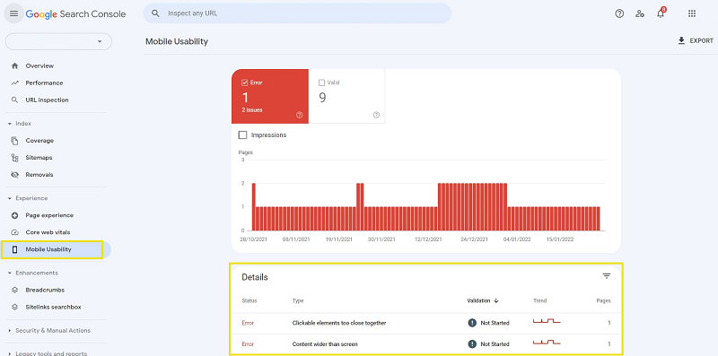 search console mobile usability errors