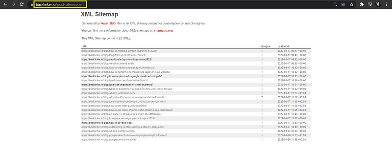 xml sitemap example